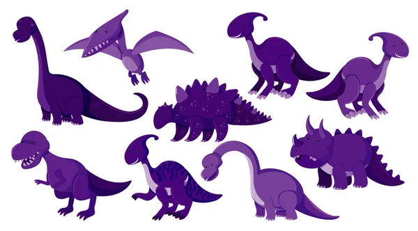 Gran conjunto de diferentes tipos de dinosaurios — Archivo Imágenes Vectoriales