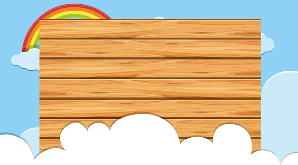 Placa de madeira com fundo azul céu — Vetor de Stock