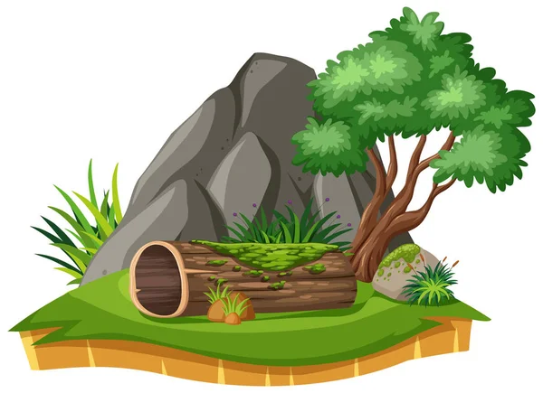 Paisagem natural do parque com tronco e árvore —  Vetores de Stock