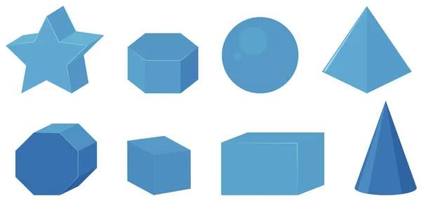 Satz unterschiedlicher geometrischer Formen in blau — Stockvektor