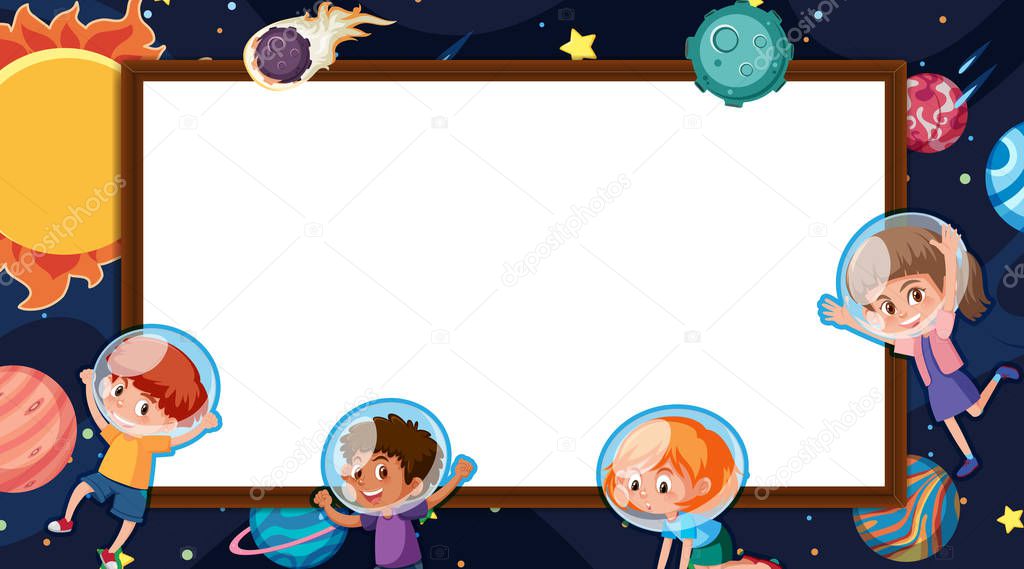 Border template with space theme in background