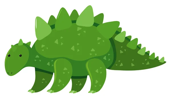 Imagen única de estegosaurio verde sobre fondo blanco — Vector de stock