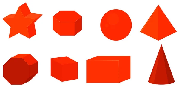 Conjunto de formas geométricas na cor vermelha — Vetor de Stock