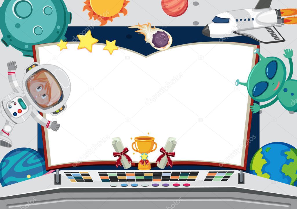 Banner template with astronaut and alien in background