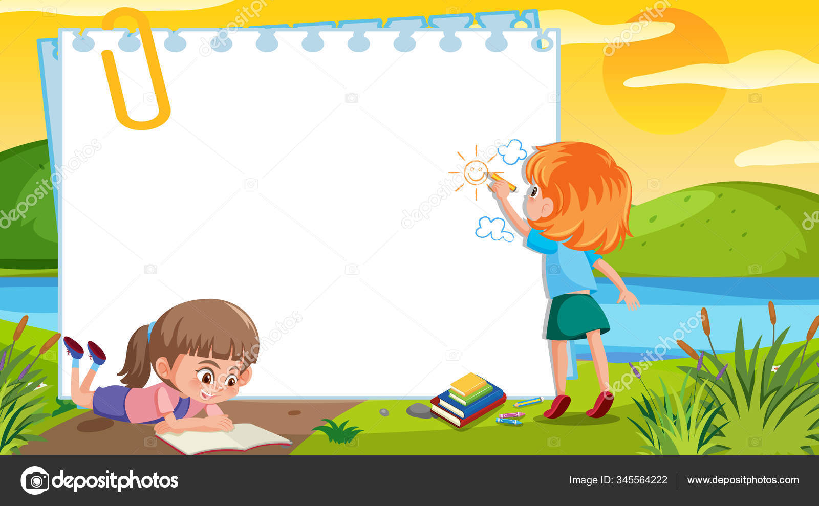 Frame template design with kids drawing in the park background Stock Vector  Image by ©brgfx #345564222