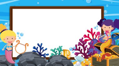 Arkaplanda sualtı görüntüsü olan sınır şablonu