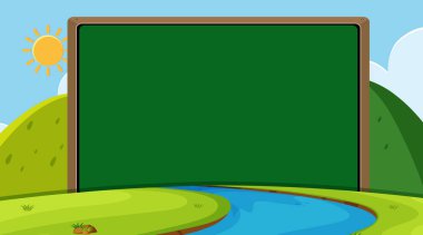 Border template with river and mountains background