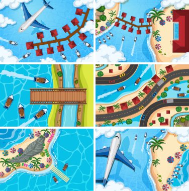 Havadan izleme sahneleri seti