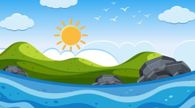 Nature scene with ocean with the sun