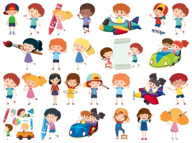 Büyük bir izole erkek ve kız grubu.