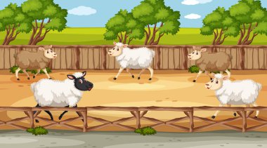 Gündüzleri hayvanat bahçesinde vahşi hayvanlar sahnesi