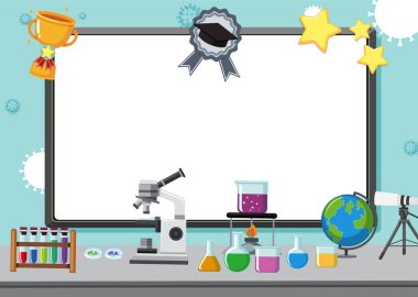 Banner template with science equipments on the lab table