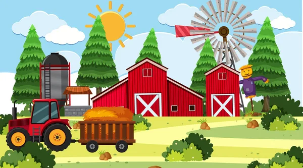 An outdoor scene with farm — Stock Vector