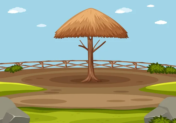 Scène met houten paraplu in het park — Stockvector