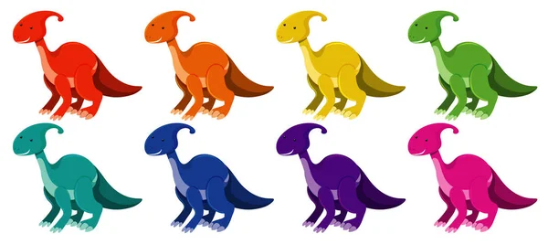 Parasaurolophus ในแปดสีที่แตกต่างกัน — ภาพเวกเตอร์สต็อก