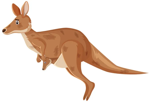Sérült kenguru ugrás fehér háttér — Stock Vector