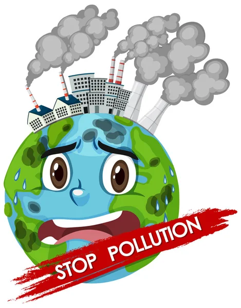 Poster design for stop pollution with world crying — Stock Vector