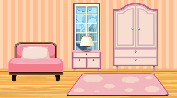 Room with pink furniture and carpet