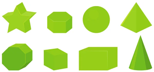 Σύνολο διαφορετικών γεωμετρικών σχημάτων σε πράσινο — Διανυσματικό Αρχείο
