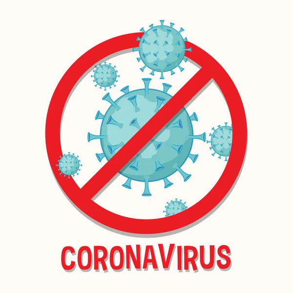 Дизайн плаката с коронавирусной клеткой и знаком "Стоп" — стоковый вектор