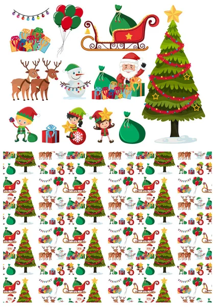 Design de fundo sem costura com elementos de Natal — Vetor de Stock