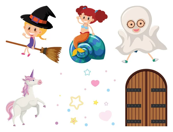 Set of isolated objects theme fairytale — ストックベクタ