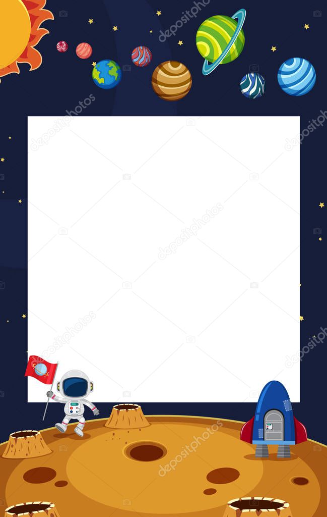 Frame template design with space theme