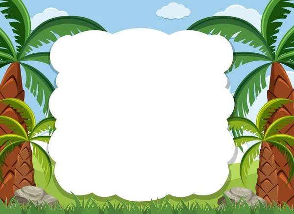 Frame Ontwerp Template Met Veel Bomen Achtergrond Illustratie — Stockvector