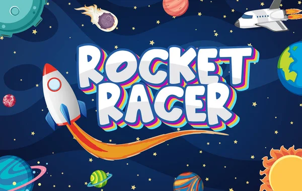 Poster Design Rocket Racer Dark Space Illustration — Stock Vector