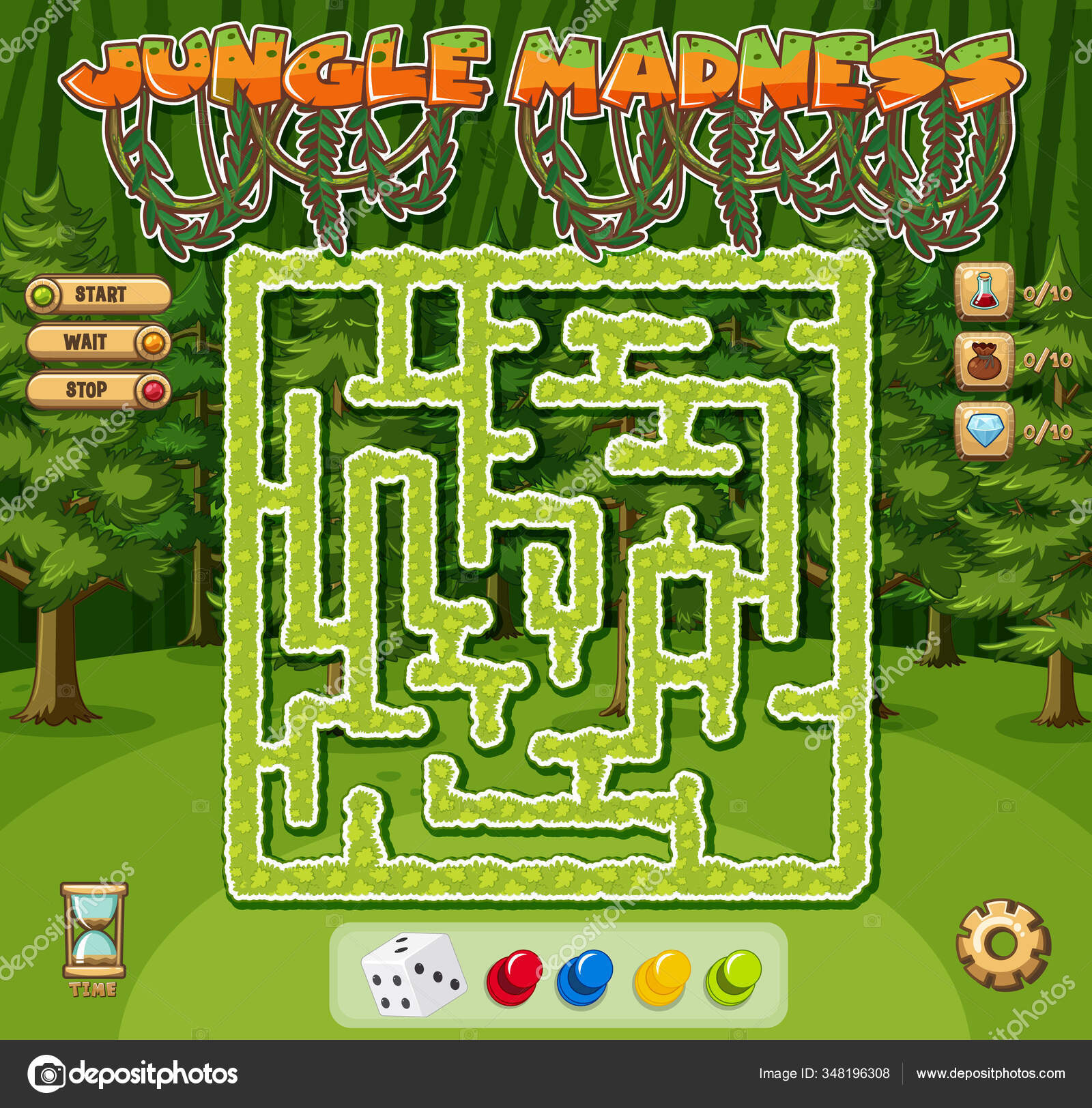 Modelo de jogo de tabuleiro com cobra na selva