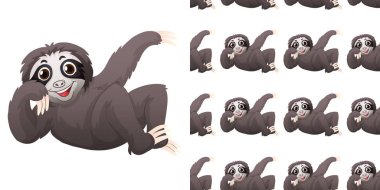 Şirin tembellik illüstrasyonlu kusursuz arkaplan tasarımı