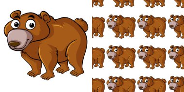 Boz ayı illüstrasyonlu kusursuz arkaplan tasarımı