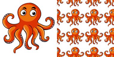 Turuncu ahtapot resimli kusursuz arkaplan tasarımı