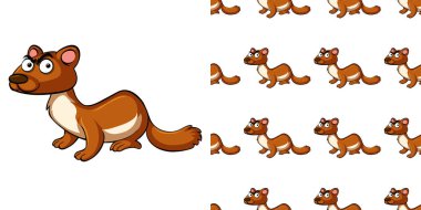 Kahverengi su samuru illüstrasyonlu kusursuz arkaplan tasarımı