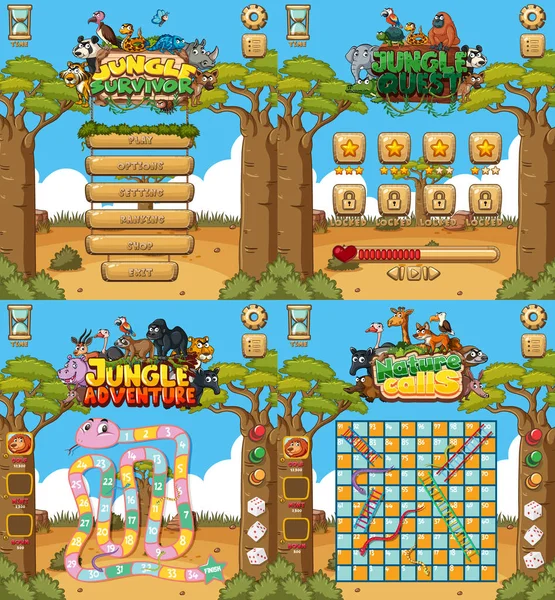 Design Sfondo Giochi Con Animali Illustrazione Sfondo Sul Campo — Vettoriale Stock