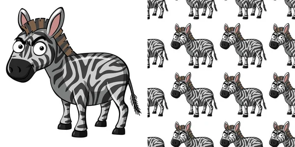 Bezešvé Pozadí Design Roztomilou Zebra Ilustrace — Stockový vektor