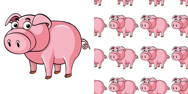 Nahtlose Hintergrundgestaltung Mit Niedlichen Schwein Illustration — Stockvektor