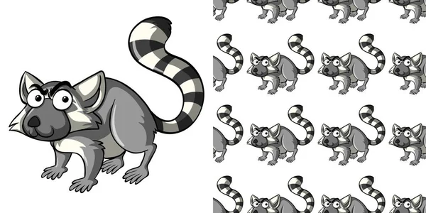 Sömlös Bakgrund Design Med Vilda Lemur Illustration — Stock vektor