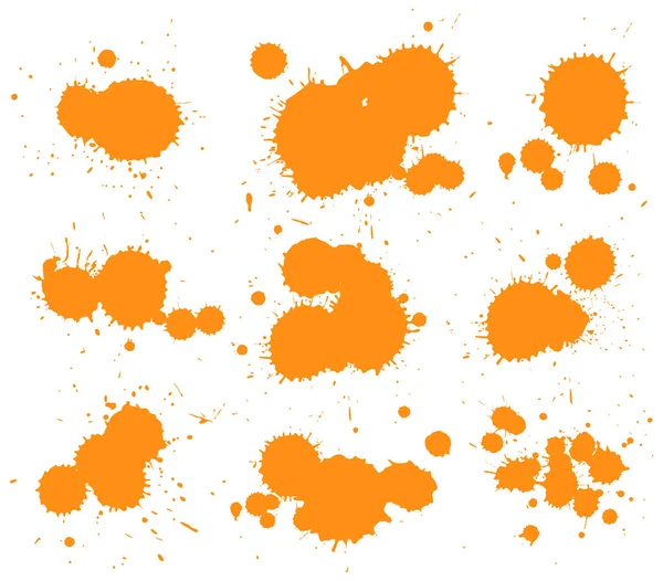 Акварельні Бризки Наборі Помаранчевого Білому Тлі Ілюстрації — стоковий вектор