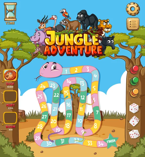 動物や森を背景にしたゲームの背景デザイン — ストックベクタ