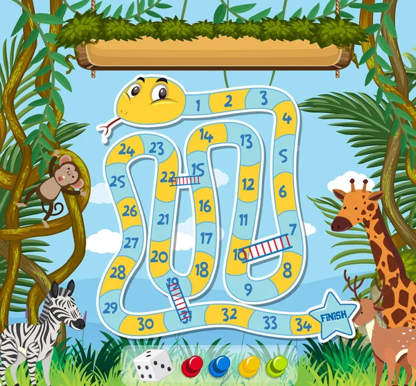 Snake And Ladder Board Game Jungle Theme - Arte vetorial de stock