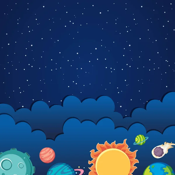 Güneş Sistemi Temalı Arkaplan Şablonu Tasarımı — Stok Vektör