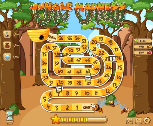 Šablona Pozadí Obrazovky Pro Hru Ilustrací Motivu Džungle — Stockový vektor