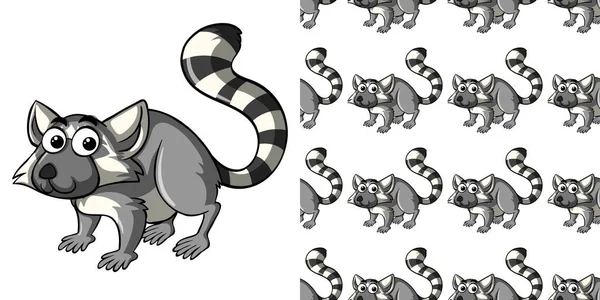 Sömlös Bakgrund Design Med Söt Lemur Illustration — Stock vektor