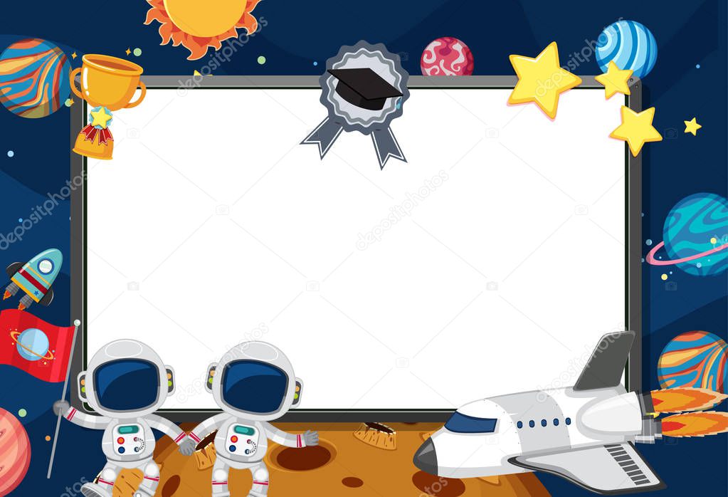Frame template design with space theme illustration