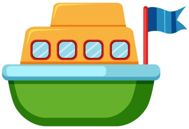 Beyaz arkaplan resimlemesindeki oyuncak gemi