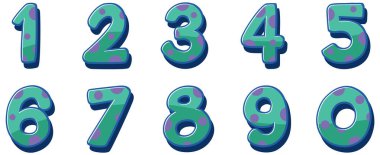 Beyaz arkaplan illüstrasyonunda bir numaradan sıfıra yazı tipi tasarımı