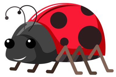 Beyaz arkaplan çiziminde sevimli uğur böceği