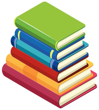 Beyaz arkaplan resimlemesi üzerine kitap yığını