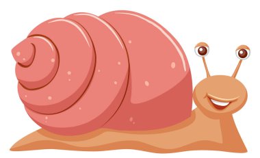 Beyaz arkaplanda gezinen sevimli salyangoz.